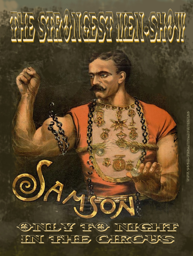 Zirkus-Poster "the strongest men-show" 80  x 60cm